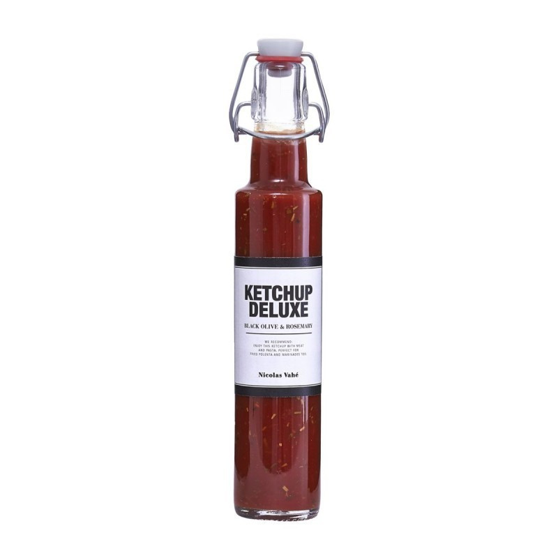 Nicolas Vahé delikatesser. Ketchup med oliven og rosmarin. Nicolas Vahé delikatesser. Ketchup med oliven og rosmarin.
