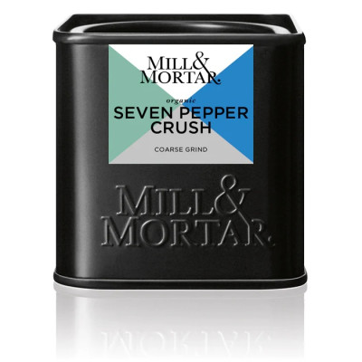 Mill og Mortar økologisk Seven Peppers Crush peberblanding.