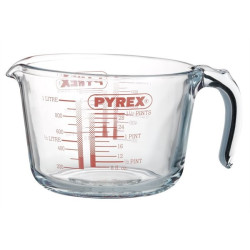 Pyrex liter mål i glas.