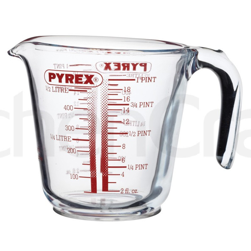 Pyrex ½ liter mål i glas.