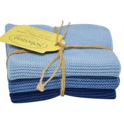 Solwang strikkede karklude i flotte farver. Blå.