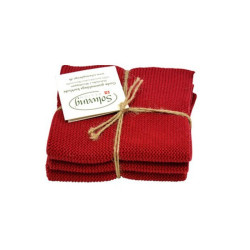 Solwang strikkede karklude i flotte farver. Mørkerød.