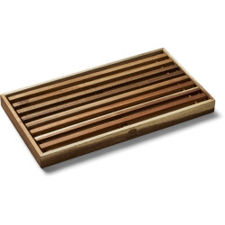 Holm skærebræt i træ med riller til brød.