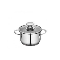 Lille gryde i rustfrit stål med glaslåg