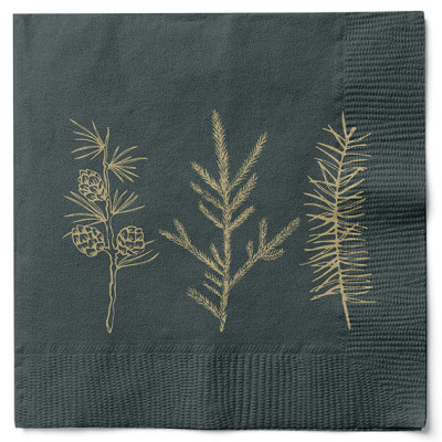 Servietter til julen. Grønne juleservietter med guld.