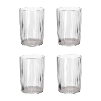 Vandglas med riller i flotte farver.