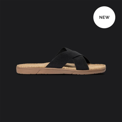 Shangies sandaler med bred rem. Sort. Unisex model