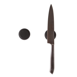 Rund knivmagnet i sort gummi.