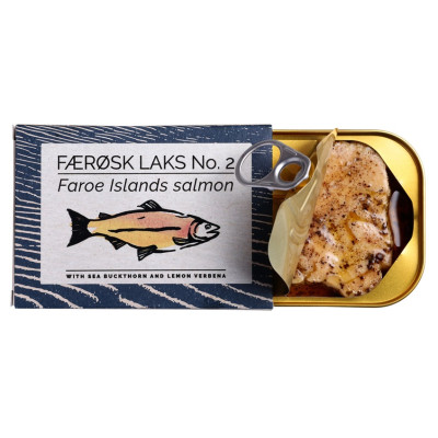 Fangst laks fra Færøerne på dåse.