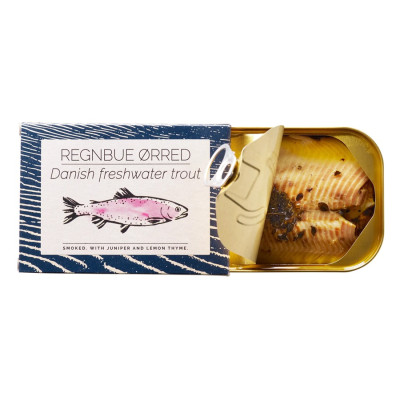 Fangst regnbue ørred på dåse.