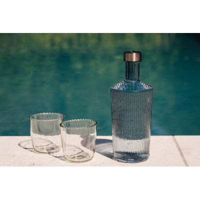 Paveau glasflaske med skruelåg til f.eks. vand i den grå blå farve Tvilight.