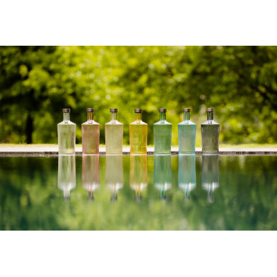 Paveau vandflaske i glas med låg i den turkise farve Lucky.