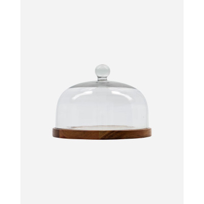 Osteklokke i glas med træ bræt fra Nicolas Vahé.