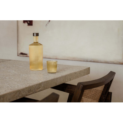 Paveau mundblæst glas med riller i farven Cable gul.