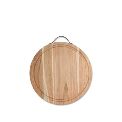 Stort rundt skærebræt med saftrille
