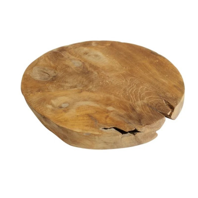 Stort rundt skærebræt i teaktræ.