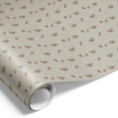 Julepapir med hjerter, flag og gran