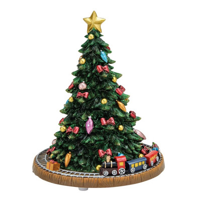 spilledåse med juletræ og tog