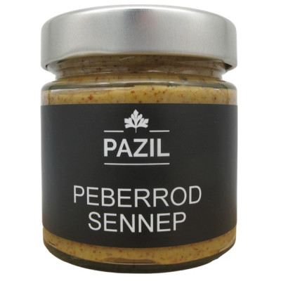 Sennep med honning og peberrod fra danske Pazil.