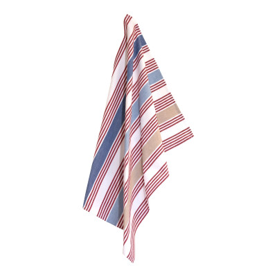 Solwang viskestykke med røde og blå striber.