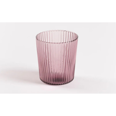 Paveau gammelrosa farvet vandglas med riller