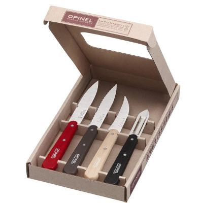 Opinel kniv i sæt med 4 forskellige knive.