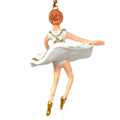 Balletdanser i hvid kjole. Håndlavet julepynt.