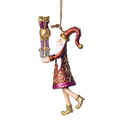 julemand med stor gave. Håndlavet julepynt.