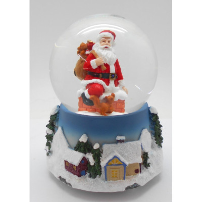 Spilledåse med julemand og sne.