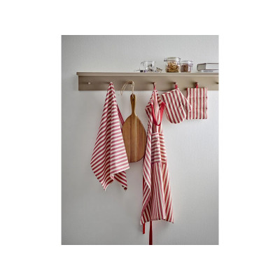 Viskestykke med røde striber.