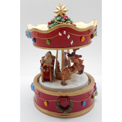 Spilledåse karrusel med julemand og rensdyr